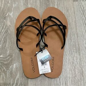Volcom Women's Black and Tan Sandals